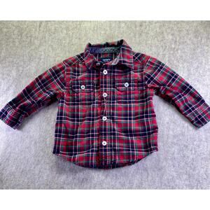 Carter's Holiday Red/Green/Blue Plaid Button Up Shirt Size 12 Months